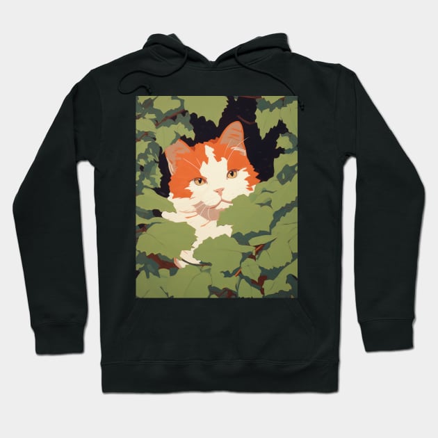 Orange Cat Peeping Painted Style Hoodie by DustedDesigns